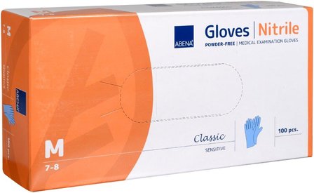 ABENA Handschoenen Nitrile blauw omdoos 10 doosjes &agrave; 100 stuks 