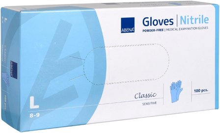 ABENA Handschoenen Nitrile blauw omdoos 10 doosjes &agrave; 100 stuks 