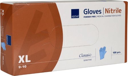  Handschoenen Nitrile blauw omdoos 10 doosjes &agrave; 100 stuks 