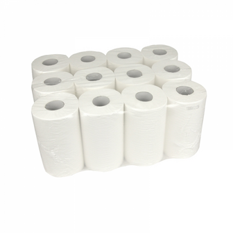 Handdoek Mini rol 120 meter, wit, verpakking a 12 rollen 