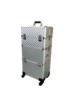 Visagie-nagelstyliste koffer Disco Zilver op 4 zwenkwielen