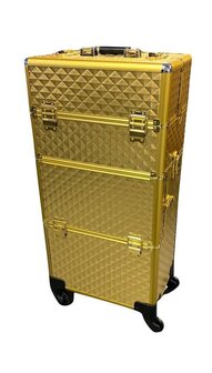 Visagie-nagelstyliste koffer DISCO GOUD op 4 zwenkwielen