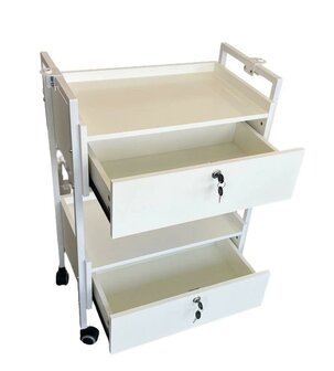 Swan Prof trolley - luxe werktafel 2 lades - kleur wit
