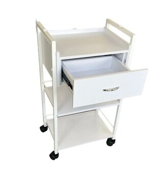 Swan Prof trolley - luxe werktafel 1 lade  kleur wit.