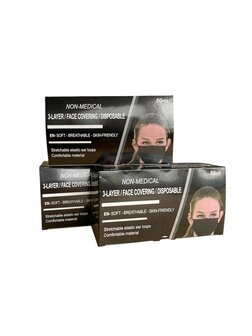  Mondkapje/Mondmasker . ZWART 50st. 3 doosjes voor &euro;10