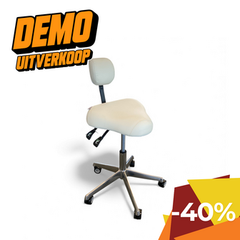 Swan Tabouret LUCY Super Deluxe hoog met rug, zitting verstelling, stille wielen. DEMO