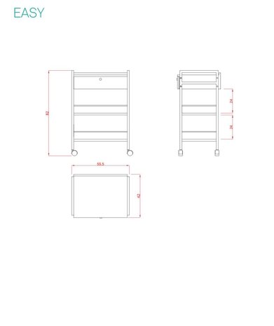 Weelko Prof trolley EASY - Werktafel met 1 lade wit.