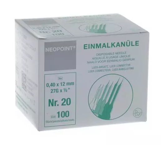 Neopoint naalden 27G x 1/2 0.40 x 12 mm 100 stuks
