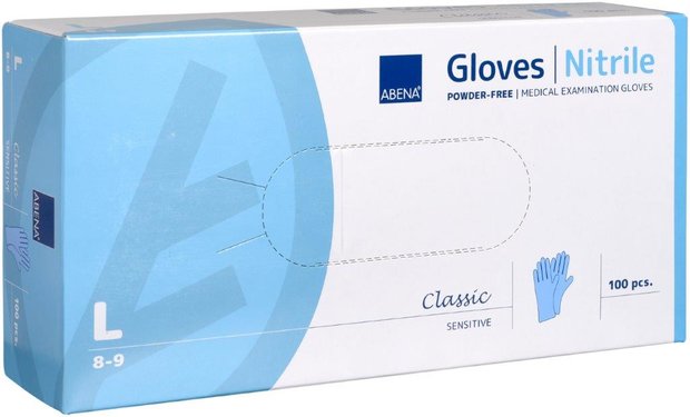  Handschoenen Nitrile blauw omdoos 10 doosjes à 100 stuks 