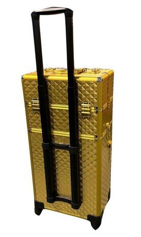 Visagie-nagelstyliste koffer DISCO GOUD op 4 zwenkwielen