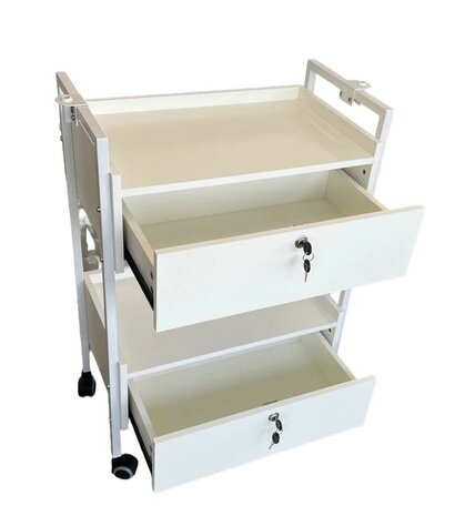 Swan Prof trolley - luxe werktafel 2 lades - kleur wit