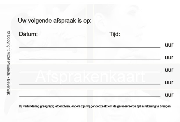 Afspraakkaartjes inhoud 50 stuks zwart/goud