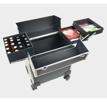 Podostar - Visagie-nagelstyliste koffer- MEDIUM - ZWART op 4 zwenkwiellen 3499