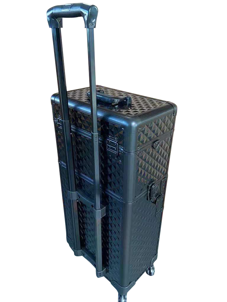Visagie-nagelstyliste koffer DISCO ZWART op 4 zwenkwiellen + Make-up koffer led - sunstar