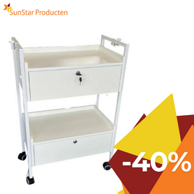 Swan Prof trolley EASY PLUS - luxe werktafel 2 lades kleur wit.