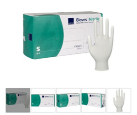 Handschoenen Nitrile wit S omdoos à 10 doosjes  LET OP 150 stuks!